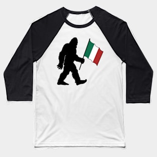 Bigfoot Holding an Italian Flag Baseball T-Shirt